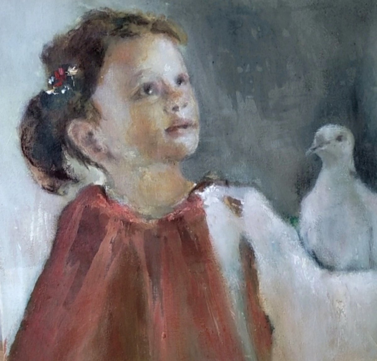 Impressionistic Portrait Oil Painting By Yuliia Kyrsanova, 16 X 16", Dream And The Circus", Original Artwork