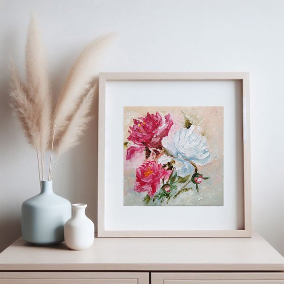 Peonies Painting Floral Wall Art Peony Flower Artwork