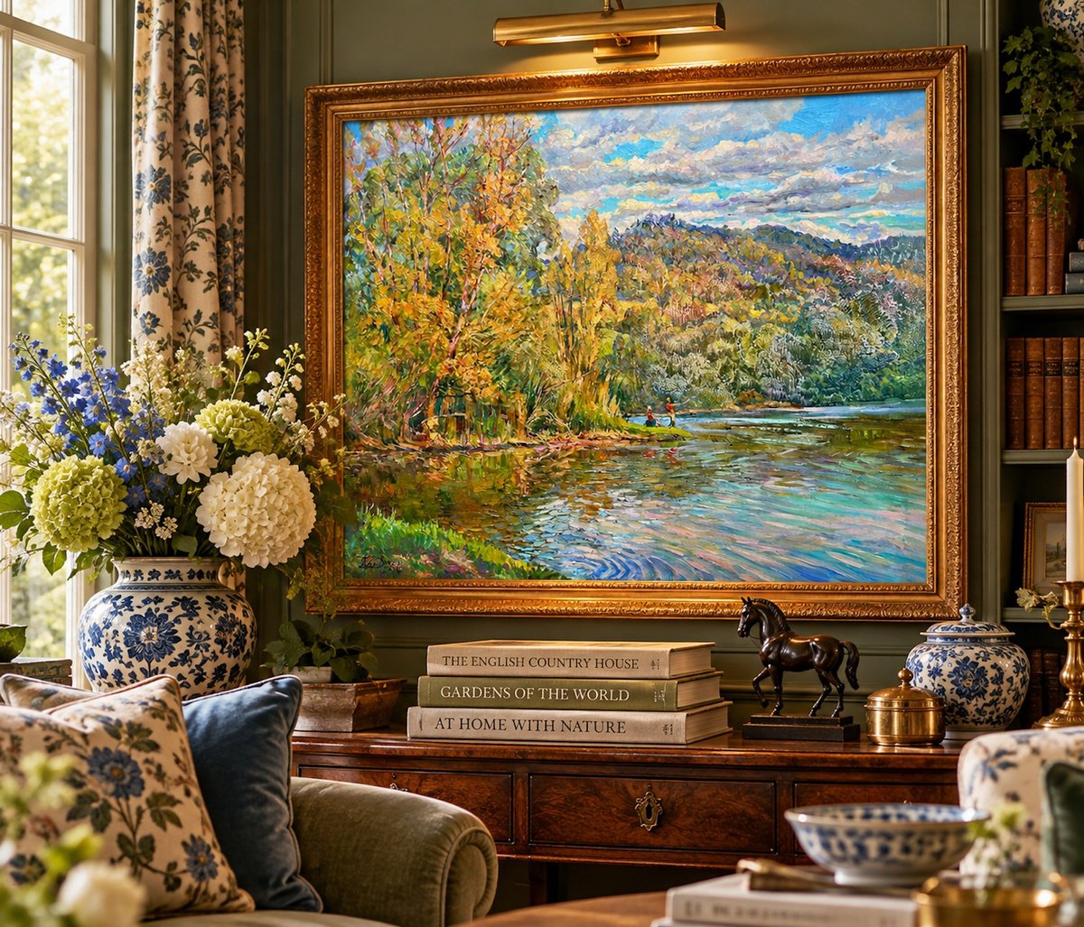 Aleksandr Dubrovskyy | Original Oil Painting | River Of Autumn Light | 60 X 50Cm | Artwork For Sale On Artfinder
