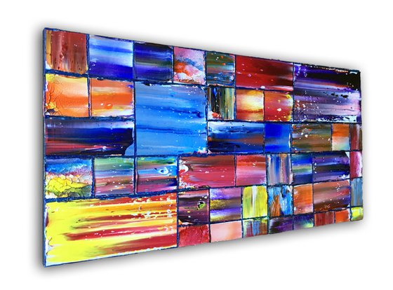 "Guess Who's Back?" - SPECIAL PRICE + FREE USA SHIPPING - Original PMS Abstract Oil Painting On Wood - 24" x 12"