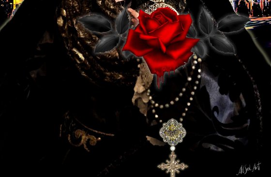 Gothic Madonna with Red Rose