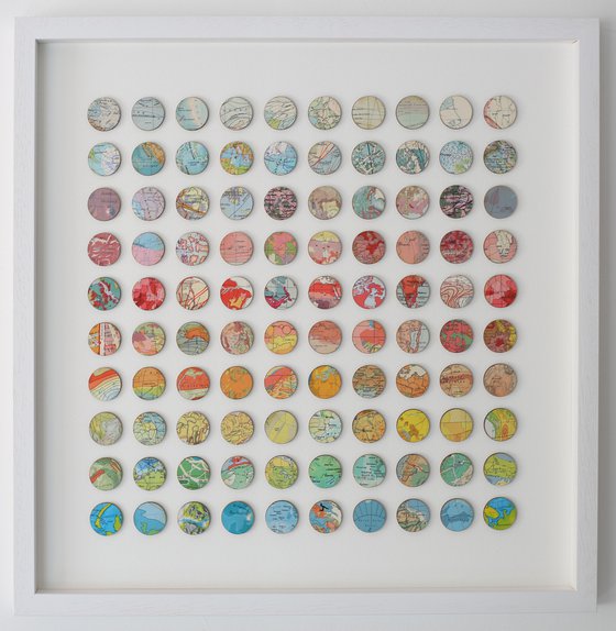 100 rainbow map dots artwork