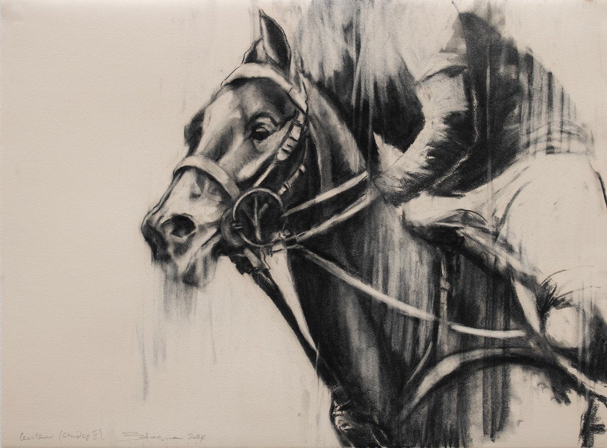 Expressive Animal Charcoal Drawing By Zil Hoque, 30 X 22", Centaur (Study Ii), Original Artwork