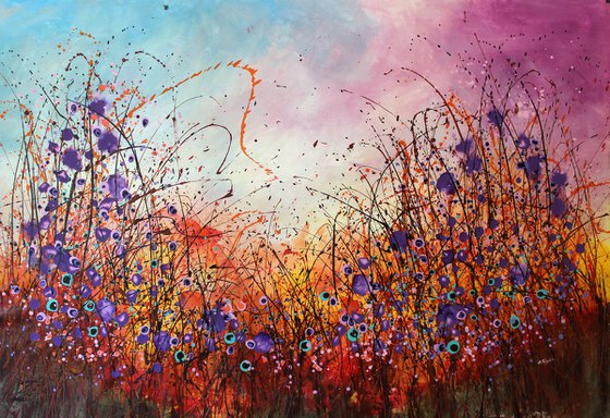 "Moodcatcher" - Super sized floral landscape painting