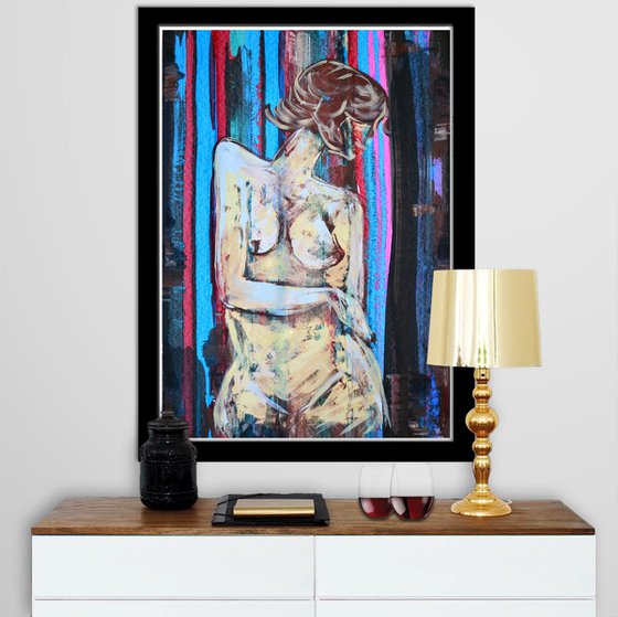 Nude Lines - Large Emotional Original Nude Art Painting