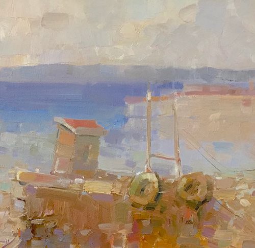Old Tug, Original oil painting, Handmade artwork, One of a kind by Vahe Yeremyan
