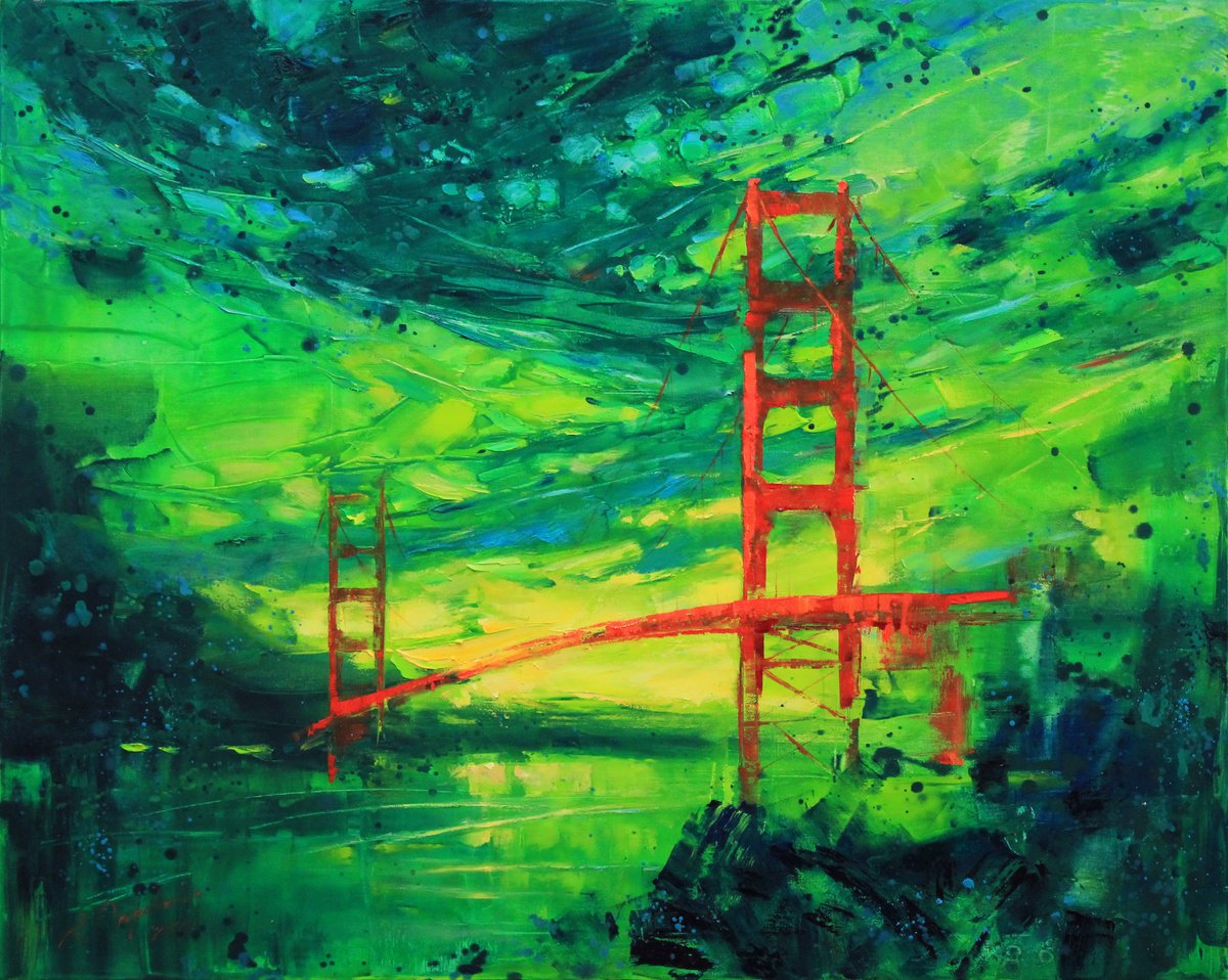 Impressionistic Cityscapes Oil Painting By Alisa Onipchenko-Cherniakovska, 39 X 31, World In Green. San Francisco, Artfinder