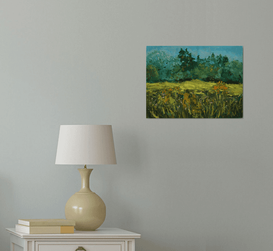 Grass and flowers in the meadow. PLEIN AIR #2 /  ORIGINAL PAINTING