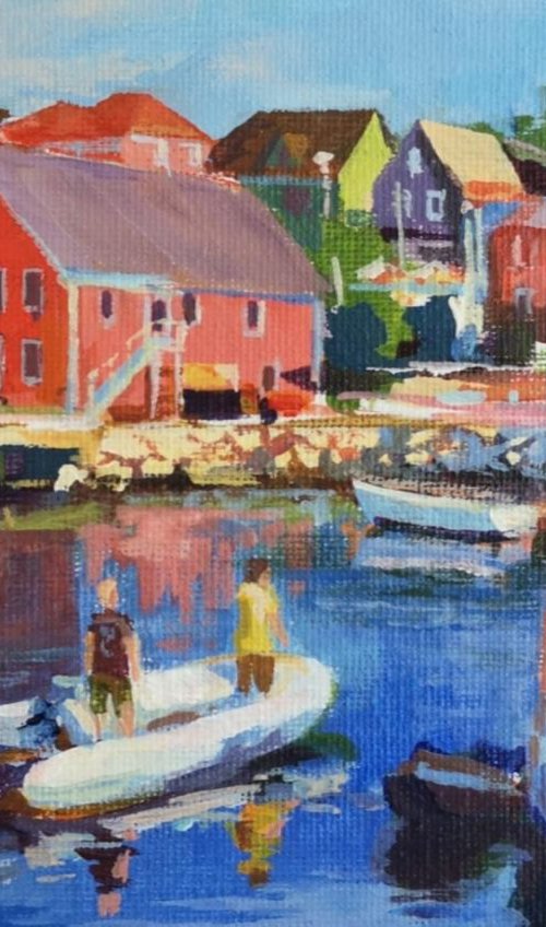 Two on the boat  (5x7x0.1'') (framed 6.5x8.5x1") by Alexander Koltakov