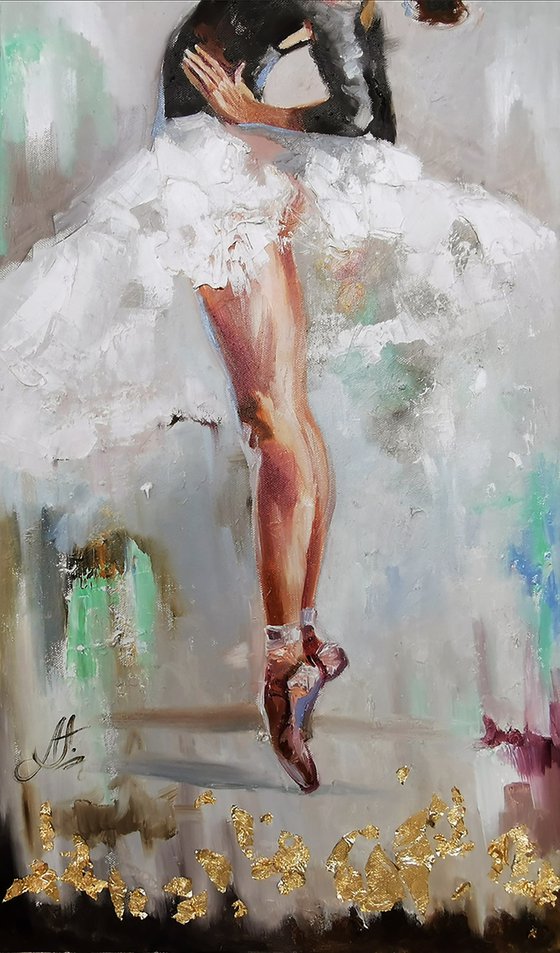 Inspired woman oil painting, Ballet dancer canvas art