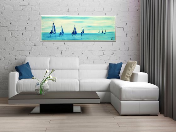 Calm Sea  - abstract acrylic painting, canvas wall art, seascape painting, framed modern art