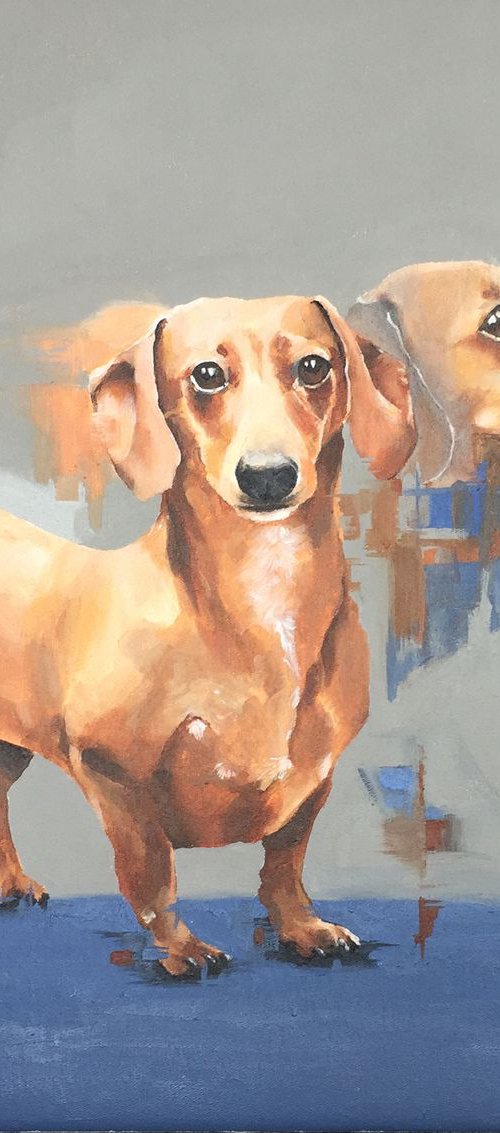 Dachshund Painting by Helen Sinfield
