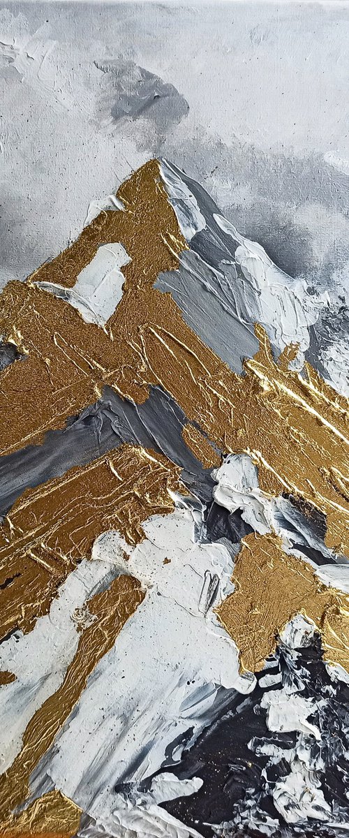 Gold Mountain Abstract Canvas by Mily Art