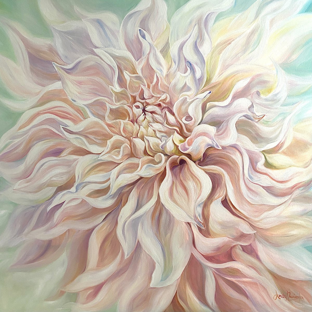 ’Precious’- Dahlia Flower Painting by Anita Nowinska