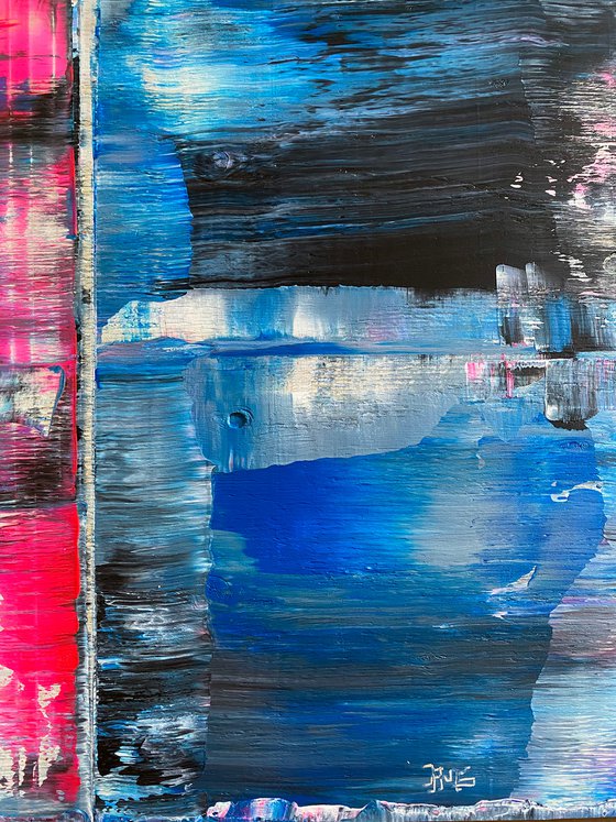 "To Trauma, With Love" - FREE USA SHIPPING - Original PMS Abstract Acrylic Painting On Reclaimed Wood - 48" x 20"