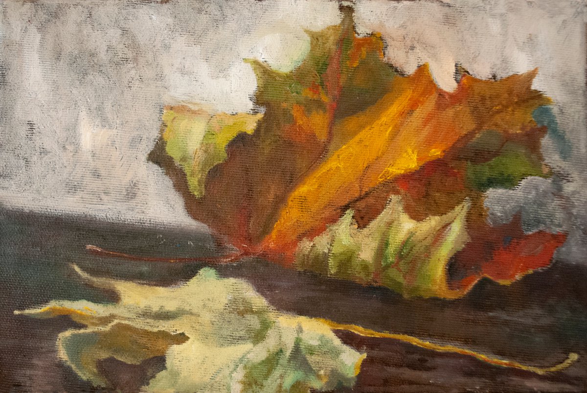 Impressionistic Still Life Oil Painting By Nikola Ivanovic, 12 X 8", Autumn Study, Original Artwork