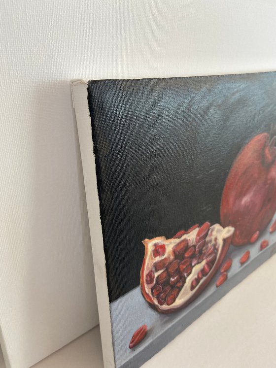 Pomegranate oil painting still life