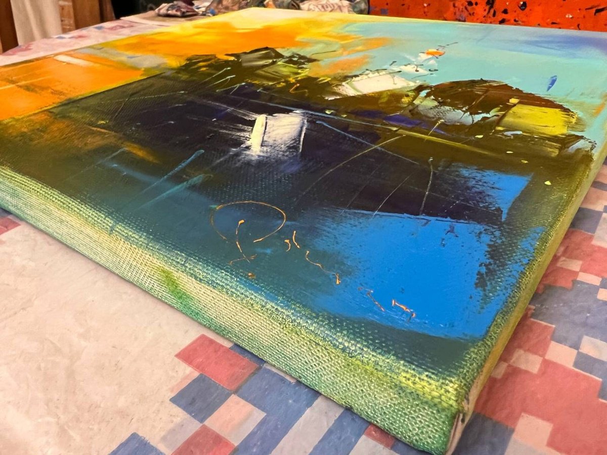 Cityscapes Oil Painting By Arman Allakhverdian, 12 X 12, Monastery Island, Original Artwork