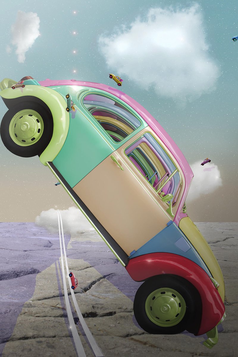 Surrealistic Still Life Print By Vanessa T Stefanova, 16 X 24", Infinity Car, Original Artwork