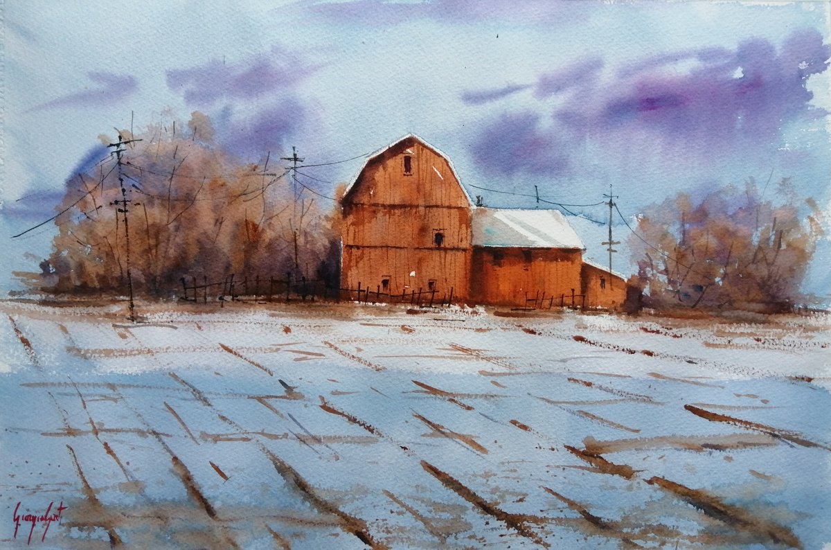 Impressionistic Watercolour , Old Barn 12 By Giorgio Gosti, 21 X 14, Artwork For Sale On Artfinder