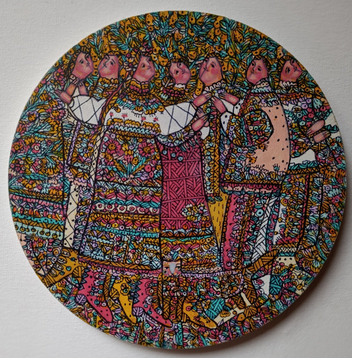 Naive Portrait Acrylic Painting By Tetiana Osadchuk, 10 X 10", A Generous Harvest, Original Artwork