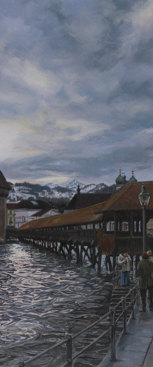 Kappelbrücke at dusk by Tom Clay