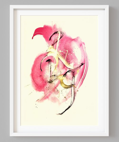 Gold Letters by Makarova Abstract Art