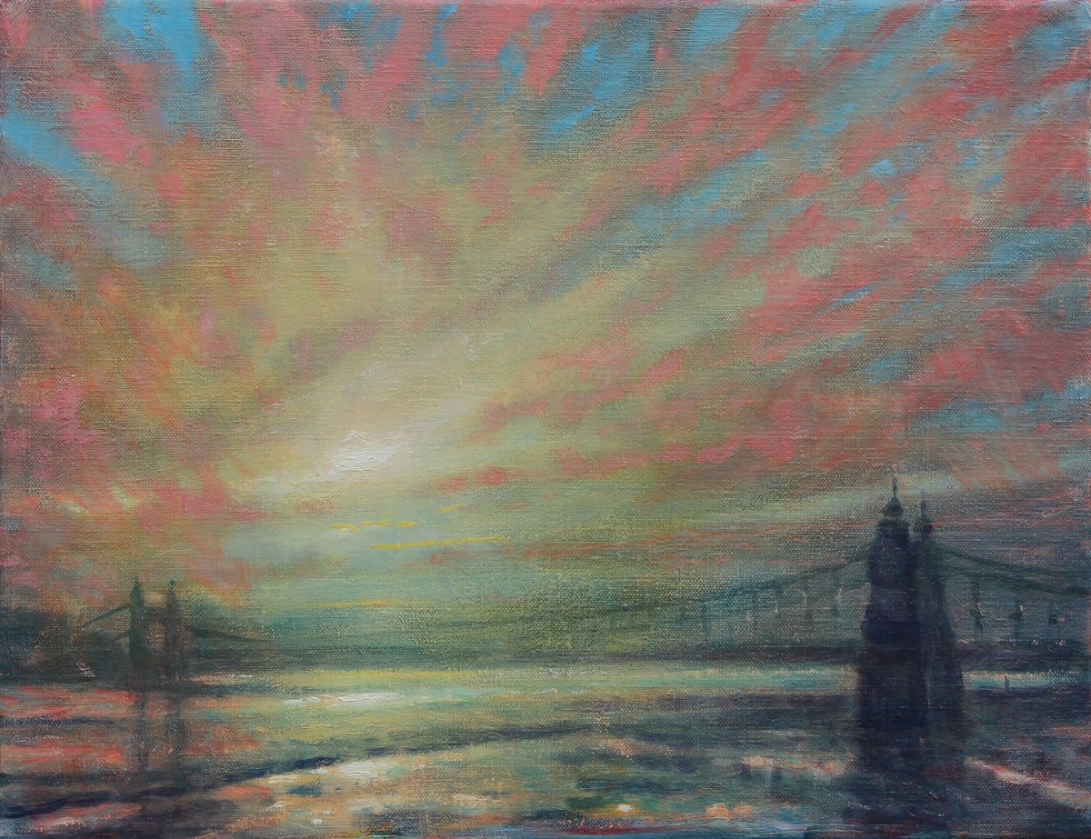 Sunset At Hammersmith Bridge by Derek Hare