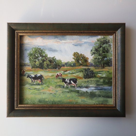 Cows Pasture Painting