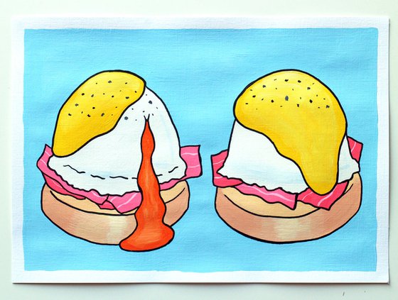 Eggs Benedict Pop Art Painting On A4 Paper