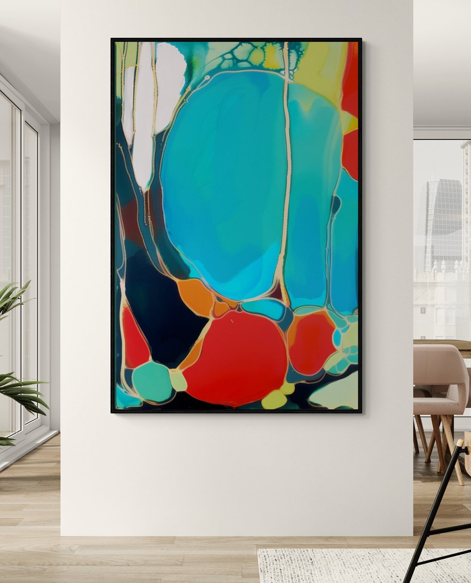Abstract Acrylic Painting By V+V Kniazievi, 43 X 63", Summer Fantasies #6, Original Artwork