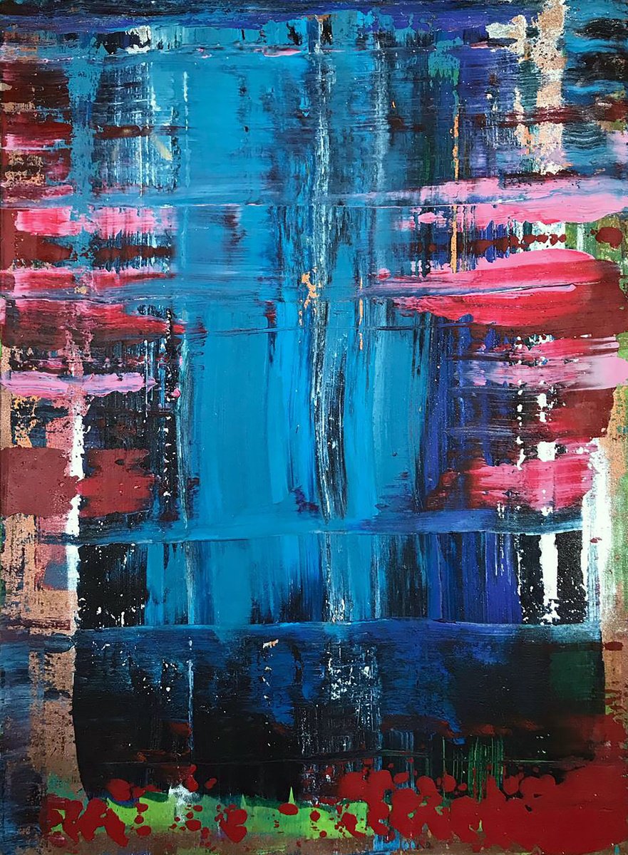 Impressionistic Abstract Acrylic Painting By Olga Melezhik, 20 X 28", Conversation On The Shore, Original Artwork