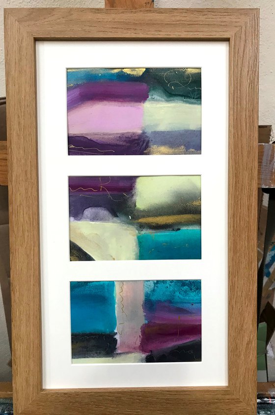 Abstract 'Love Letters' Triple Framed
