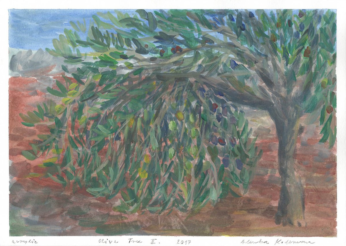 Expressive Drawing , Olive Tree Ii, 2017 By Alenka Koderman, 12 X 8, Artwork For Sale On Artfinder