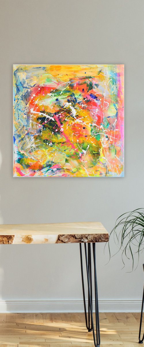 Beach Party 50x50cm / 19" x 19" / colorful abstract painting (2020) by Sebastian Merk