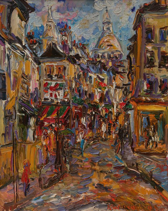 AUTUMN MONTMARTRE - Cityscape of Paris, oil painting, parisian landscape, 81x65