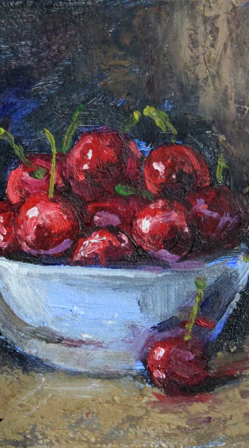 Cherries in a bowl by Linar Ganeev