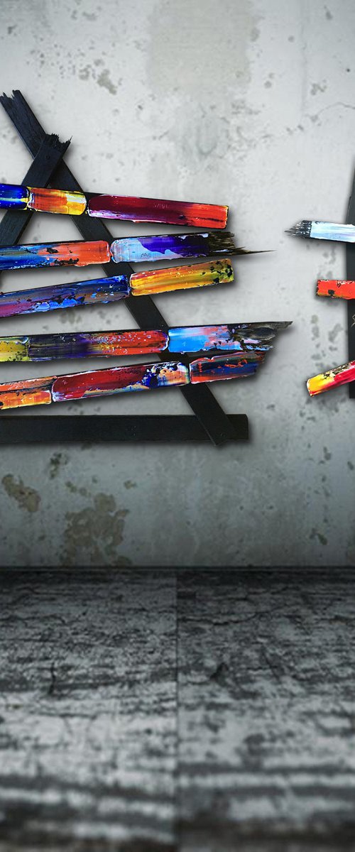 "What We Are Made Of" - Save As A Series - Original PMS Mixed Media Sculptural Paintings On Reclaimed Wood - 49 x 28 inches by Preston M. Smith (PMS)