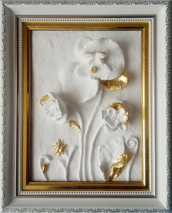 sculptural wall art "Three Flowers"