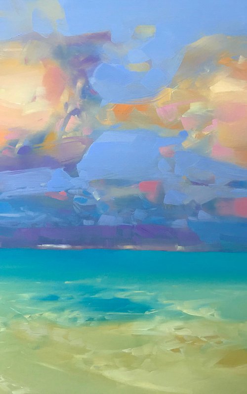 Turquoise Breeze, Original oil painting, Handmade artwork, One of a kind by Vahe Yeremyan