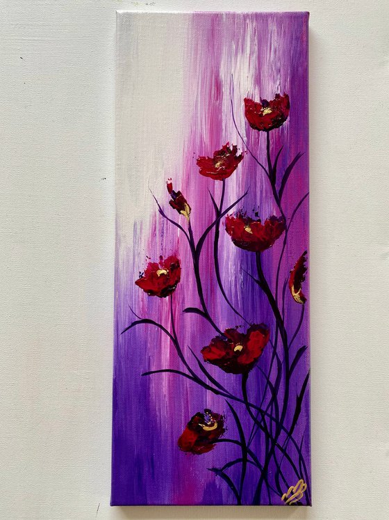 Abstract Poppies on an Elongated Canvas