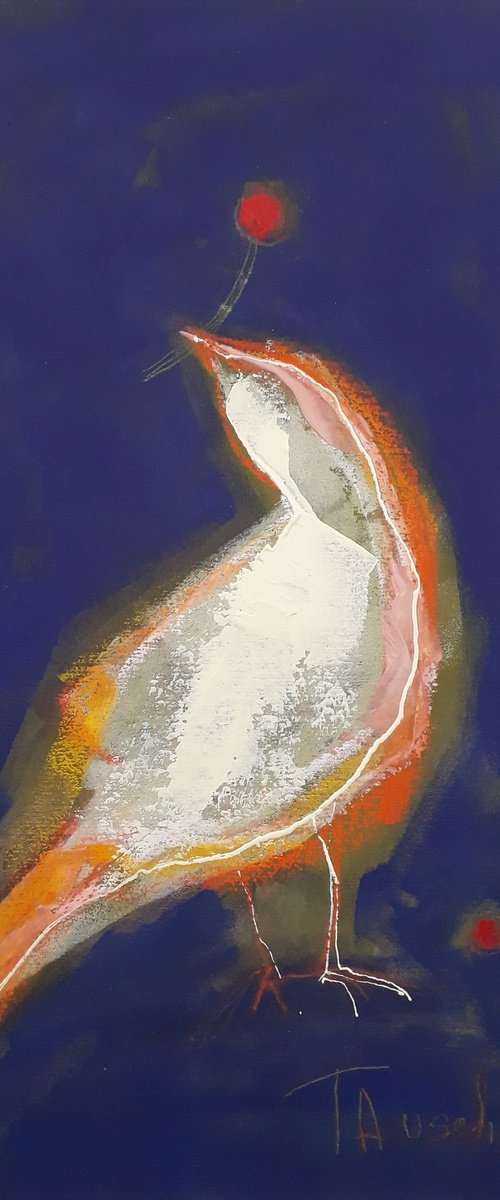Bird with cherries. by Tatjana Auschew
