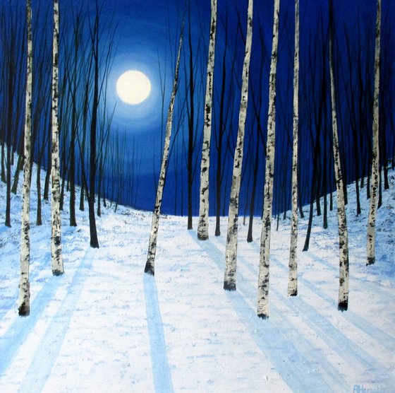 Moonlight Birches