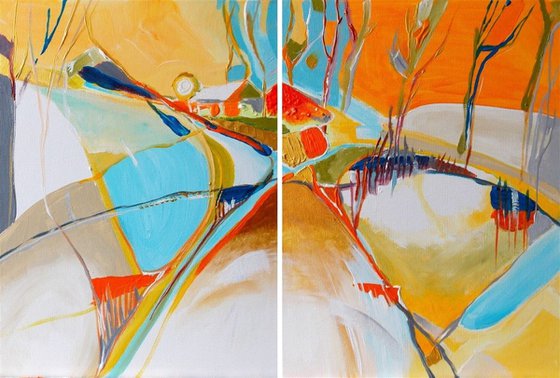 Summer Sunny Fields - diptych