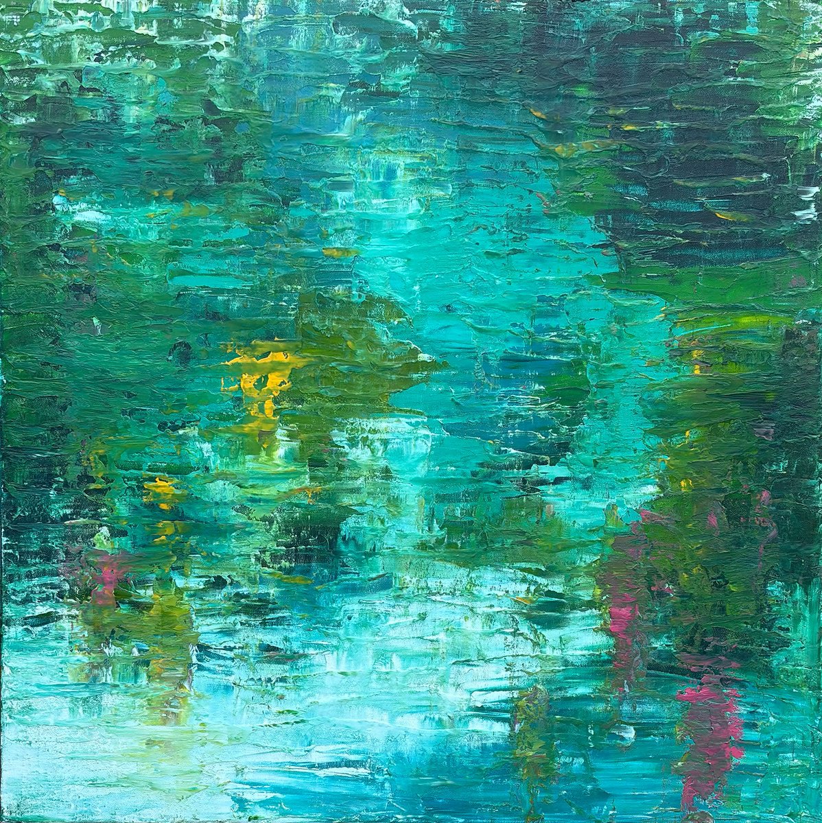 Abstract Acrylic Painting By Lyra Morgan, 30 X 30", Flows From The Heart, Original Artwork