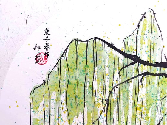 RAN ART - Chinese painting 38*38cm - The big willow tree