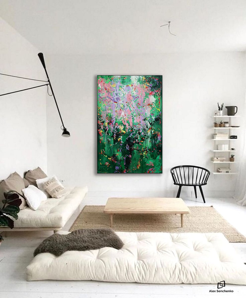 Abstract Acrylic Painting By Alex Senchenko, 39 X 59, Abstract 2326, Original Artwork