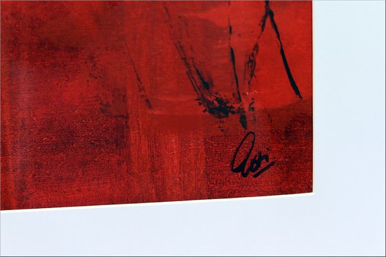 Red Composition - Acrylic Art Painting, Framed, Matted Painting, Abstract Painting,  Large Painting, Wall Art