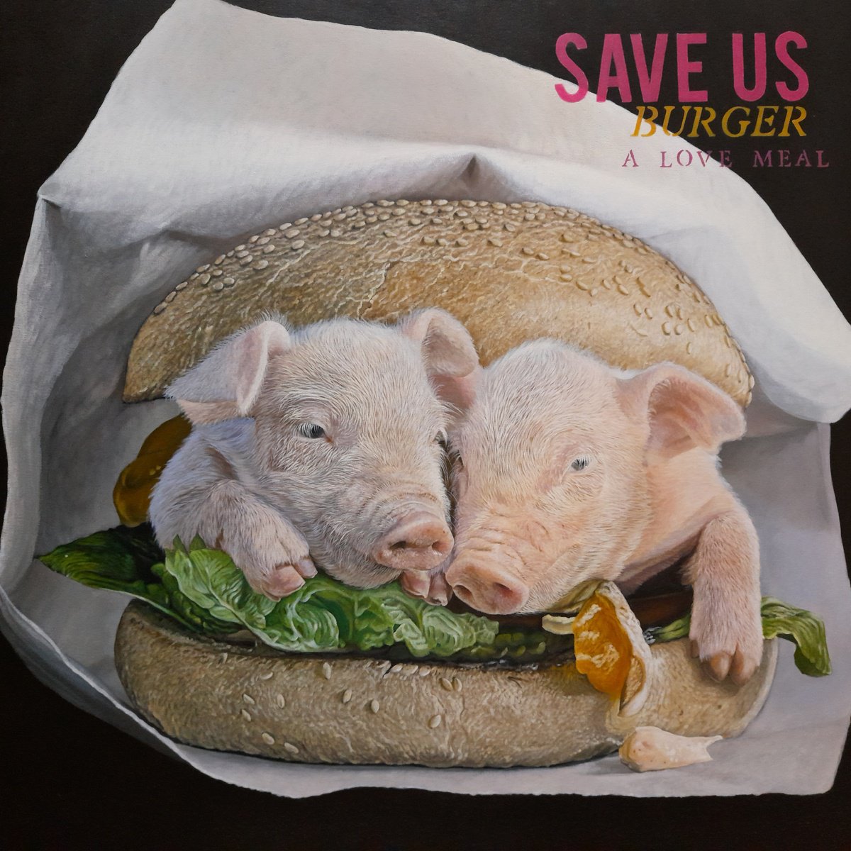 Animal Acrylic Painting By Claudia Daminato, 28 X 28, A Love Meal, Original Artwork