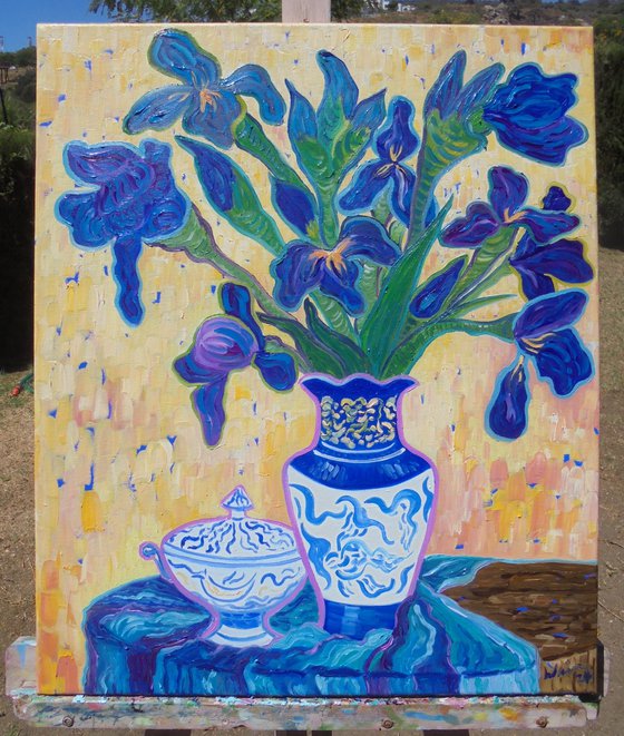 Flower Vase Irises 7 SOLD